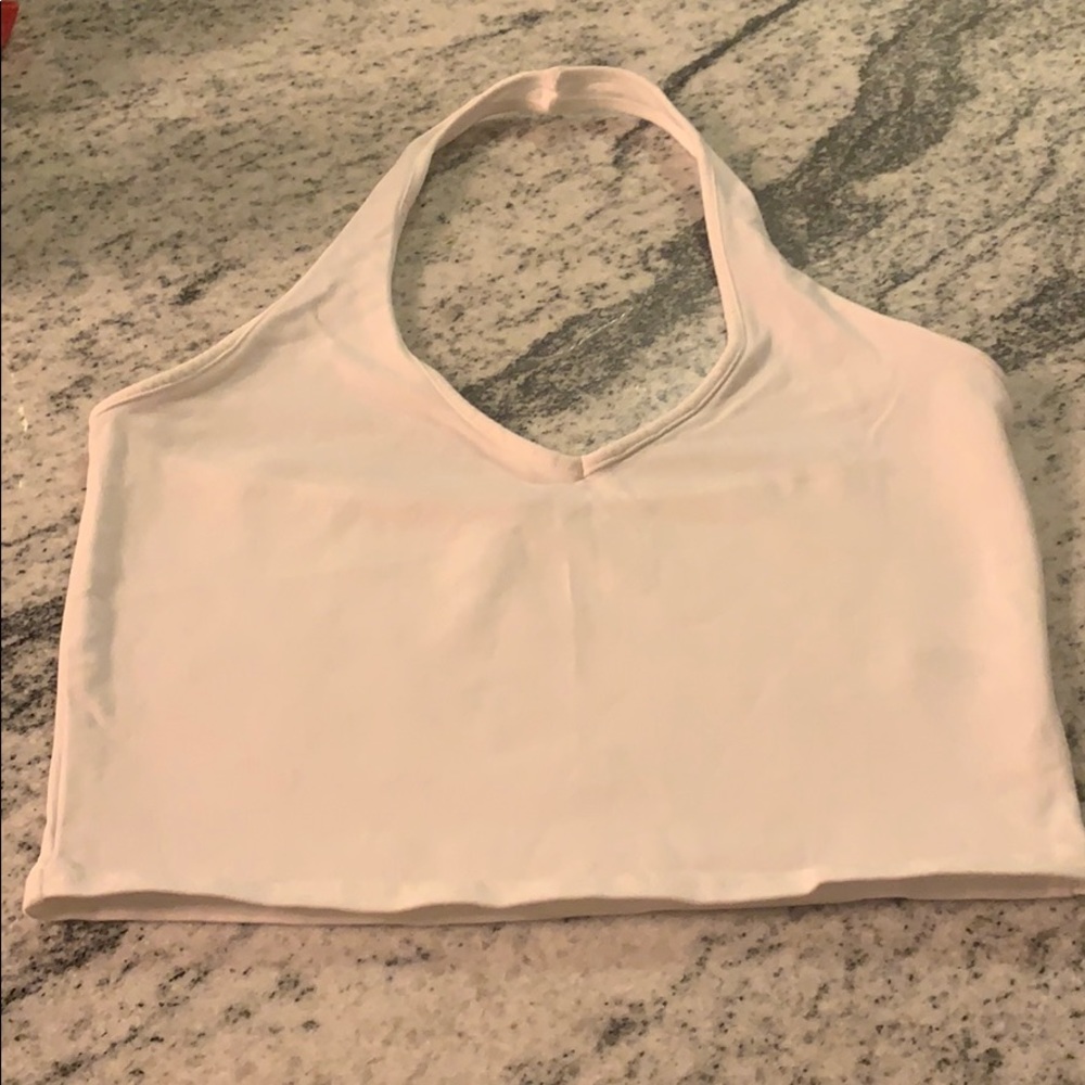 *Express* White Cropped Halter Top - S